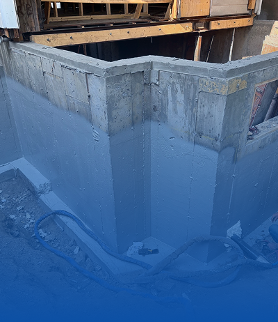 Imperméabilisation de fondation en béton – chantier résidentiel